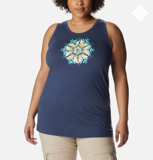 Women's Columbia Bluff Mesa Tanks Navy | Plus Size CA-JLA45